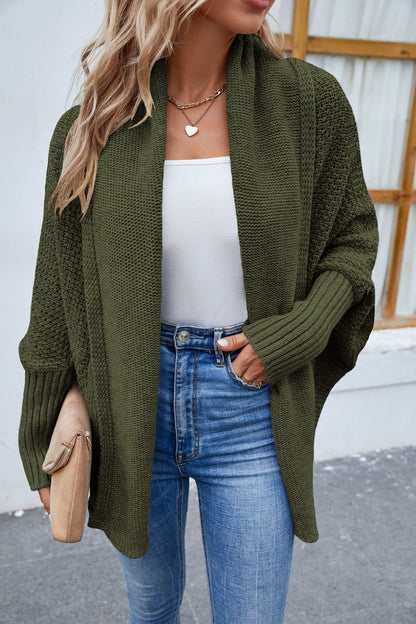 Open Front Long Sleeve Cardigan - Vesteeto