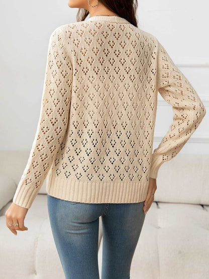 V-Neck Buttoned Knit Top