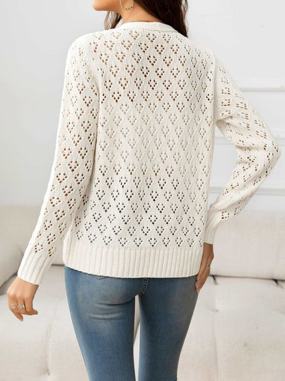 V-Neck Buttoned Knit Top