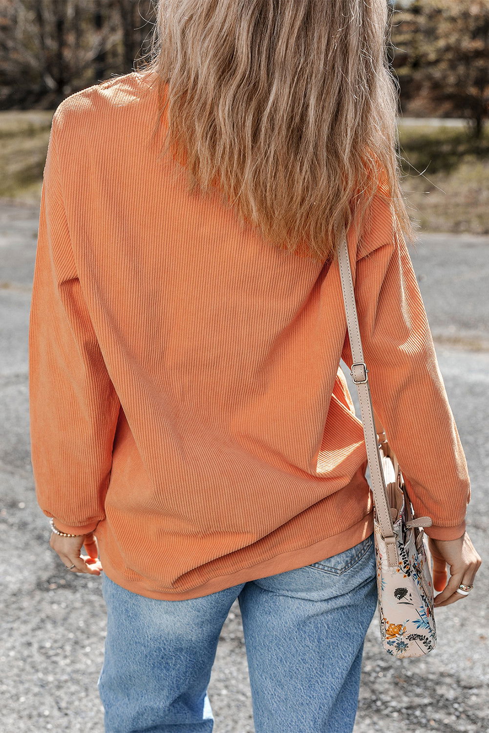 Orange Corded Whatever Spices Your Pumpkin Graphic Sweatshirt - Vesteeto