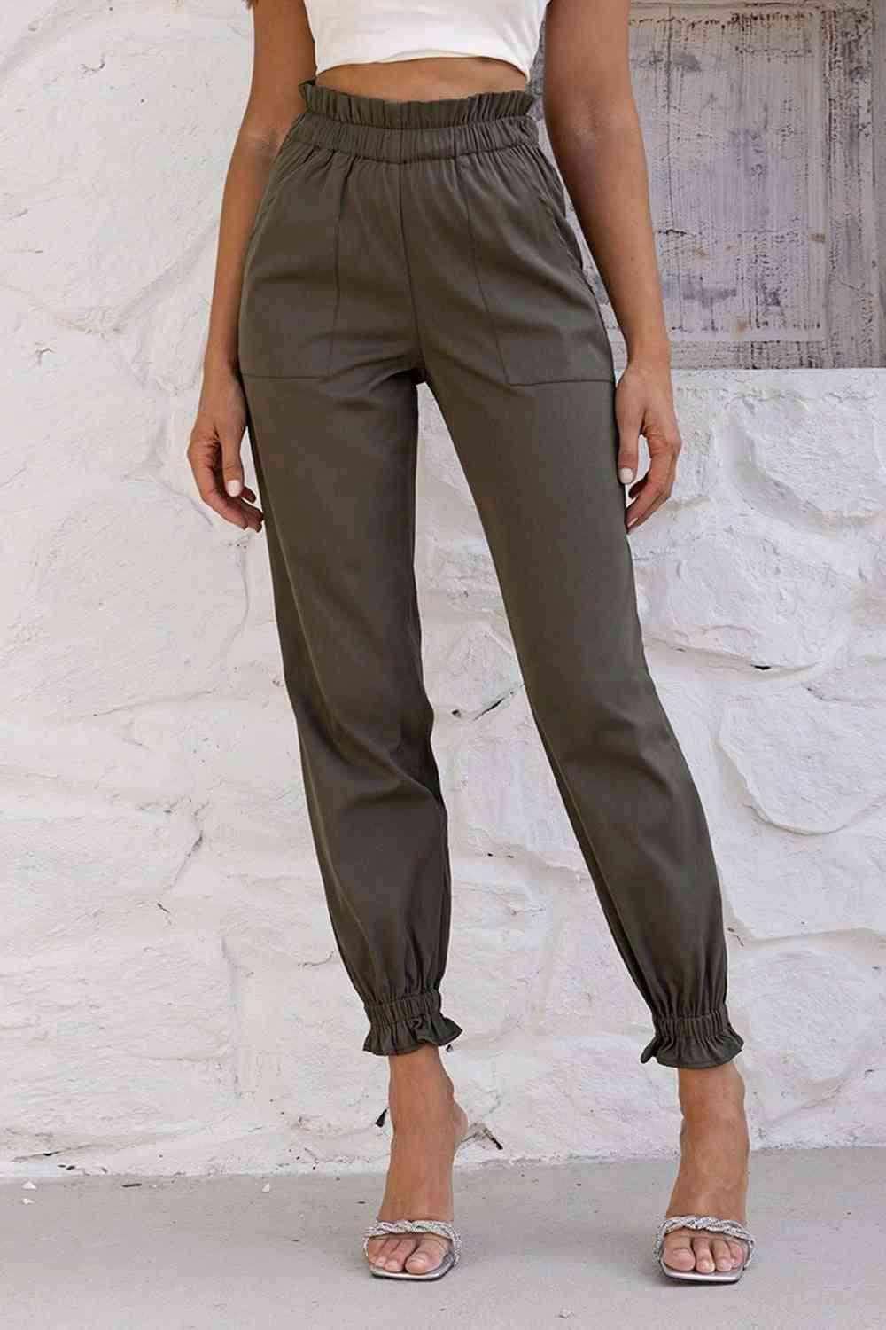 Paperbag Waist Pants with Pockets - Vesteeto