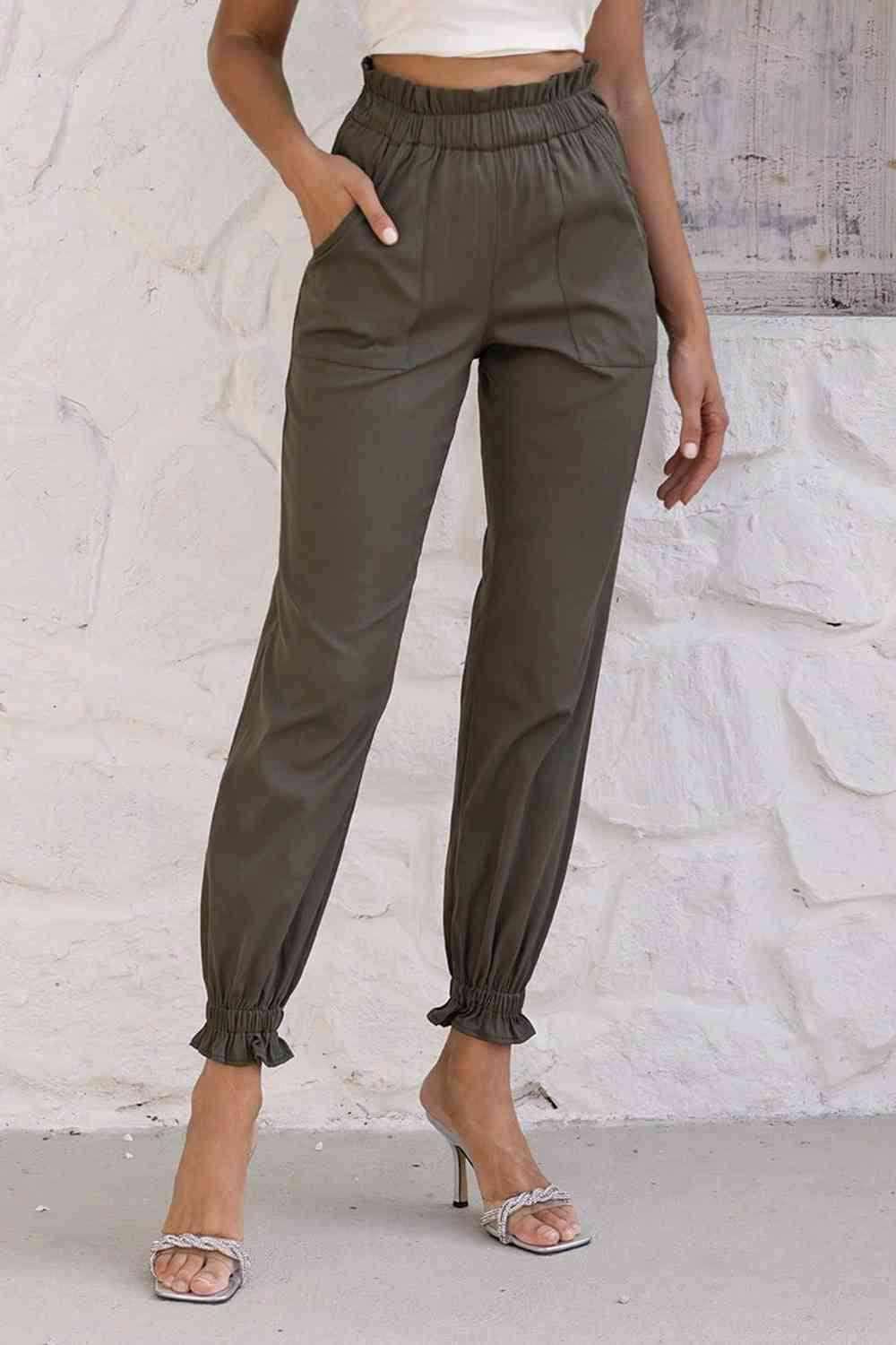 Paperbag Waist Pants with Pockets - Vesteeto