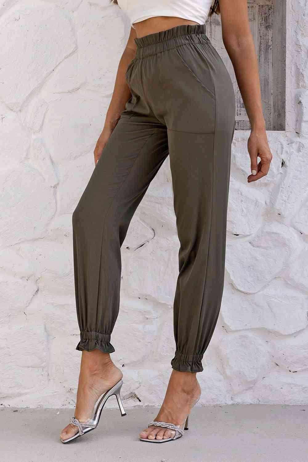 Paperbag Waist Pants with Pockets - Vesteeto