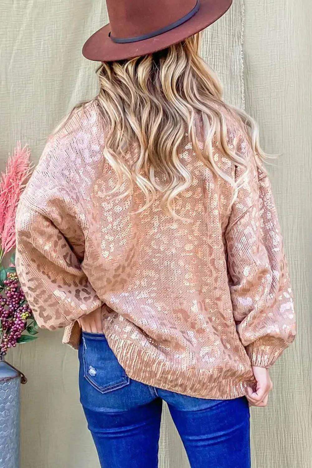 Pink Leopard Sweater - Vesteeto