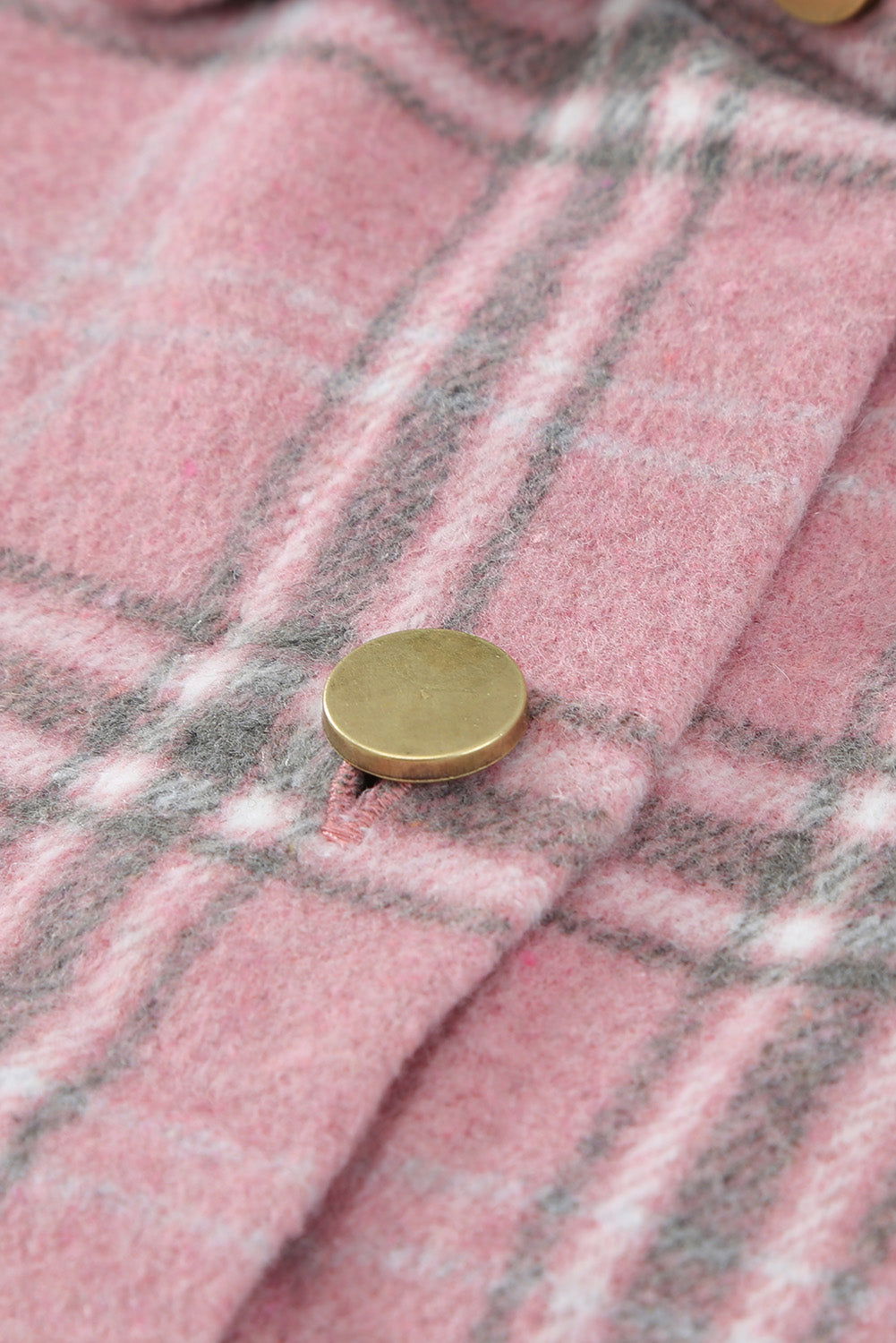 Pink Plaid Casual Button Up Shirt Shacket with Slits - Vesteeto