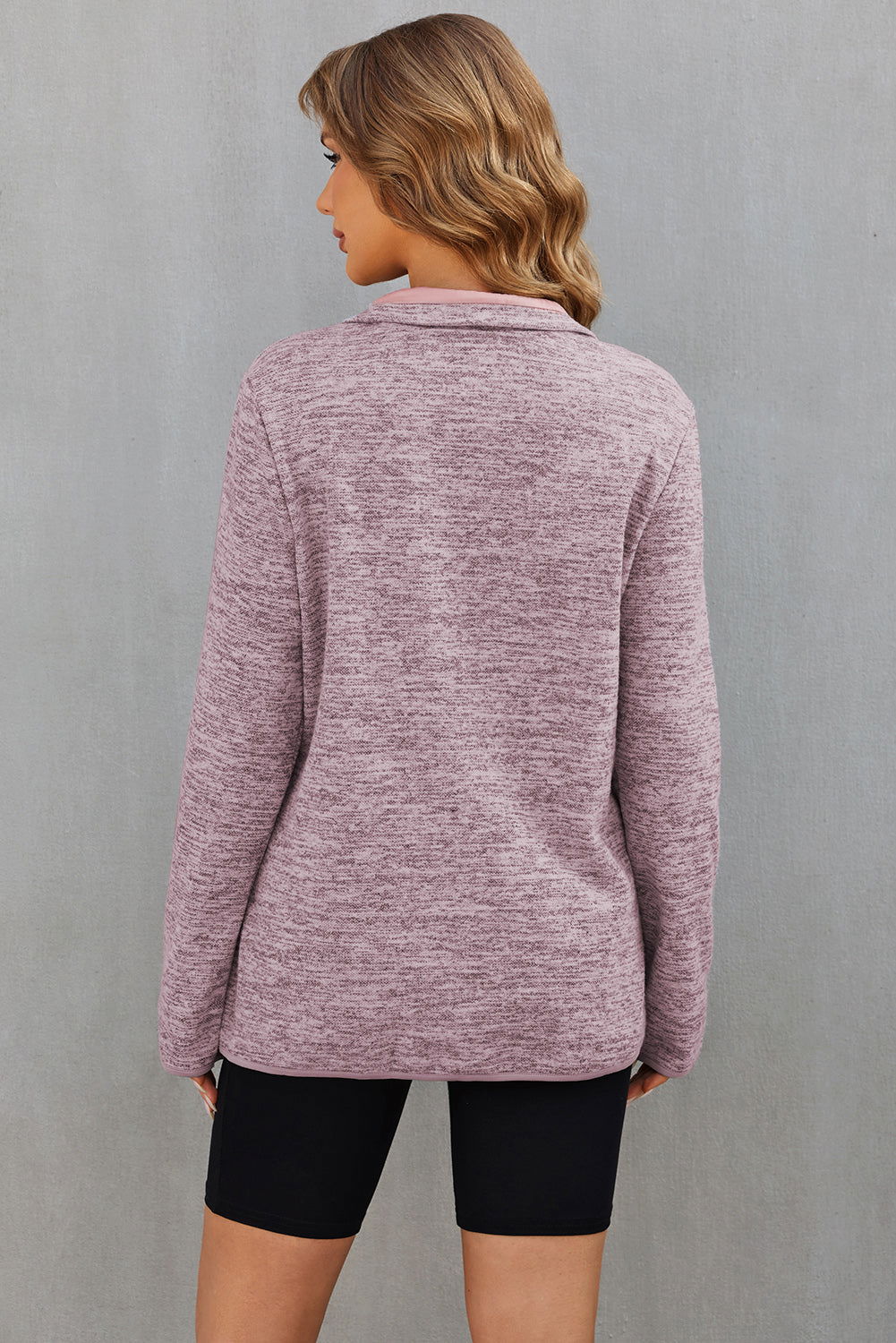 Pink Quarter Zip Pullover Sweatshirt - Vesteeto