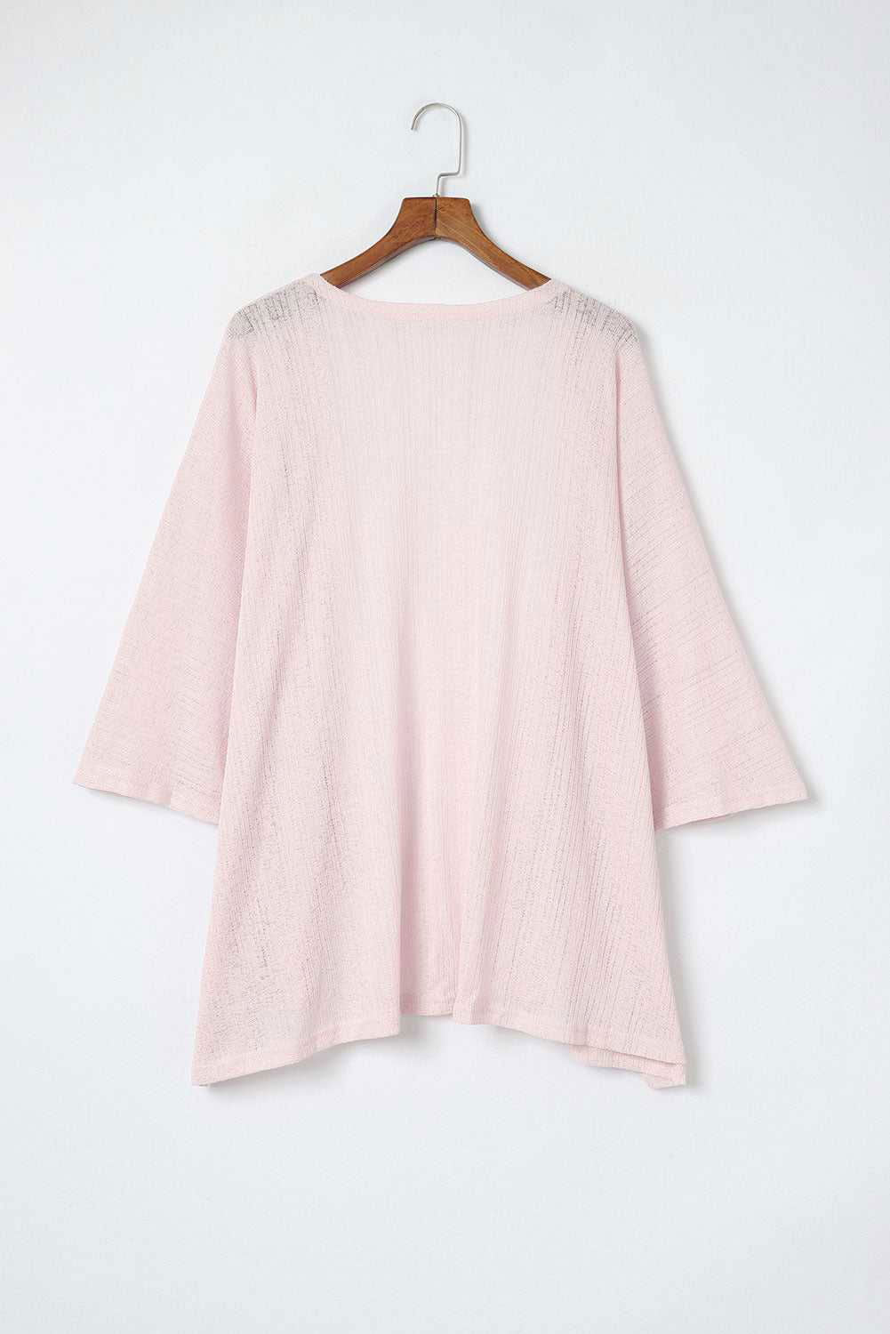 Pink Sheer Lightweight Knit Open Front Long Sleeve Cardigan - Vesteeto