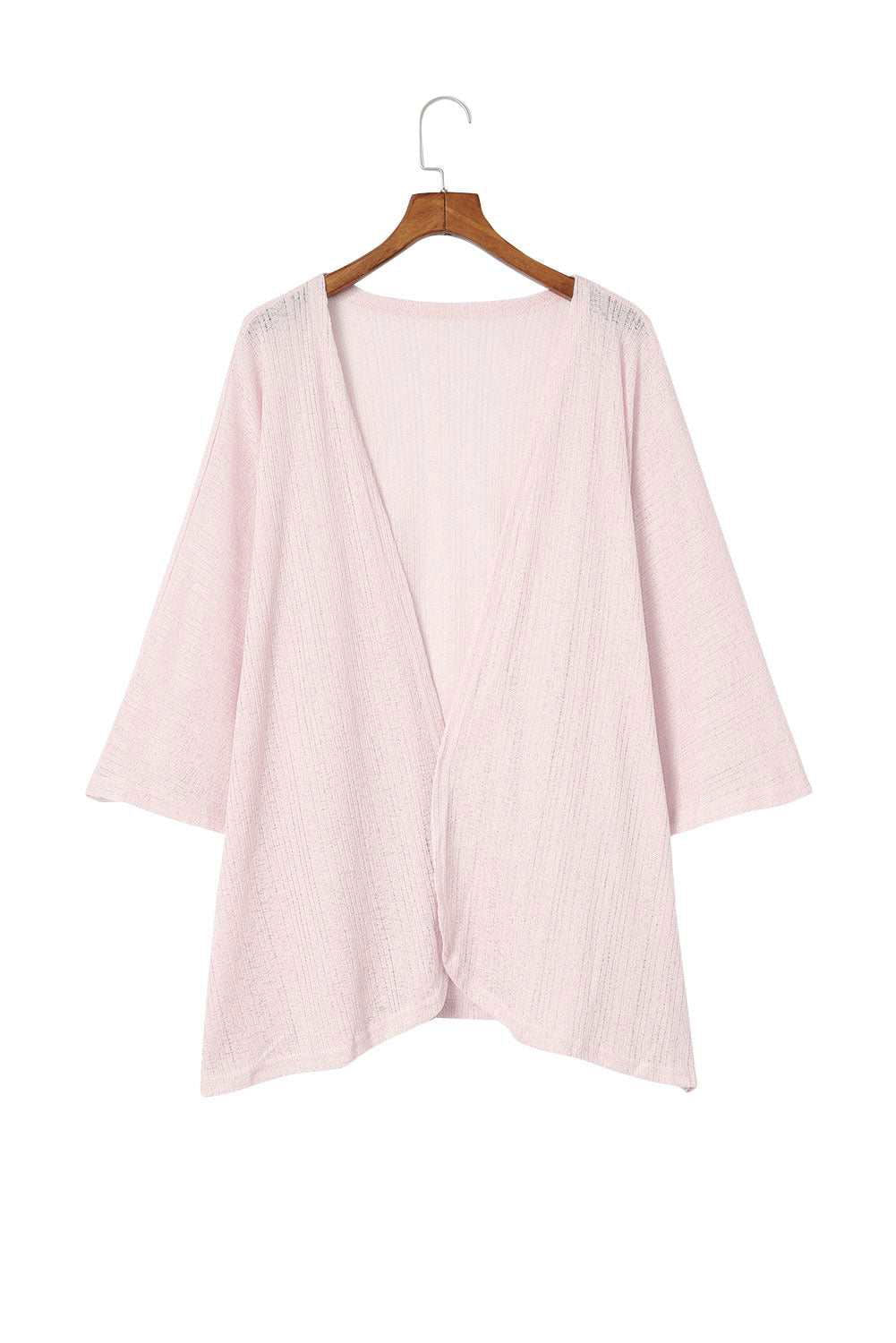 Pink Sheer Lightweight Knit Open Front Long Sleeve Cardigan - Vesteeto