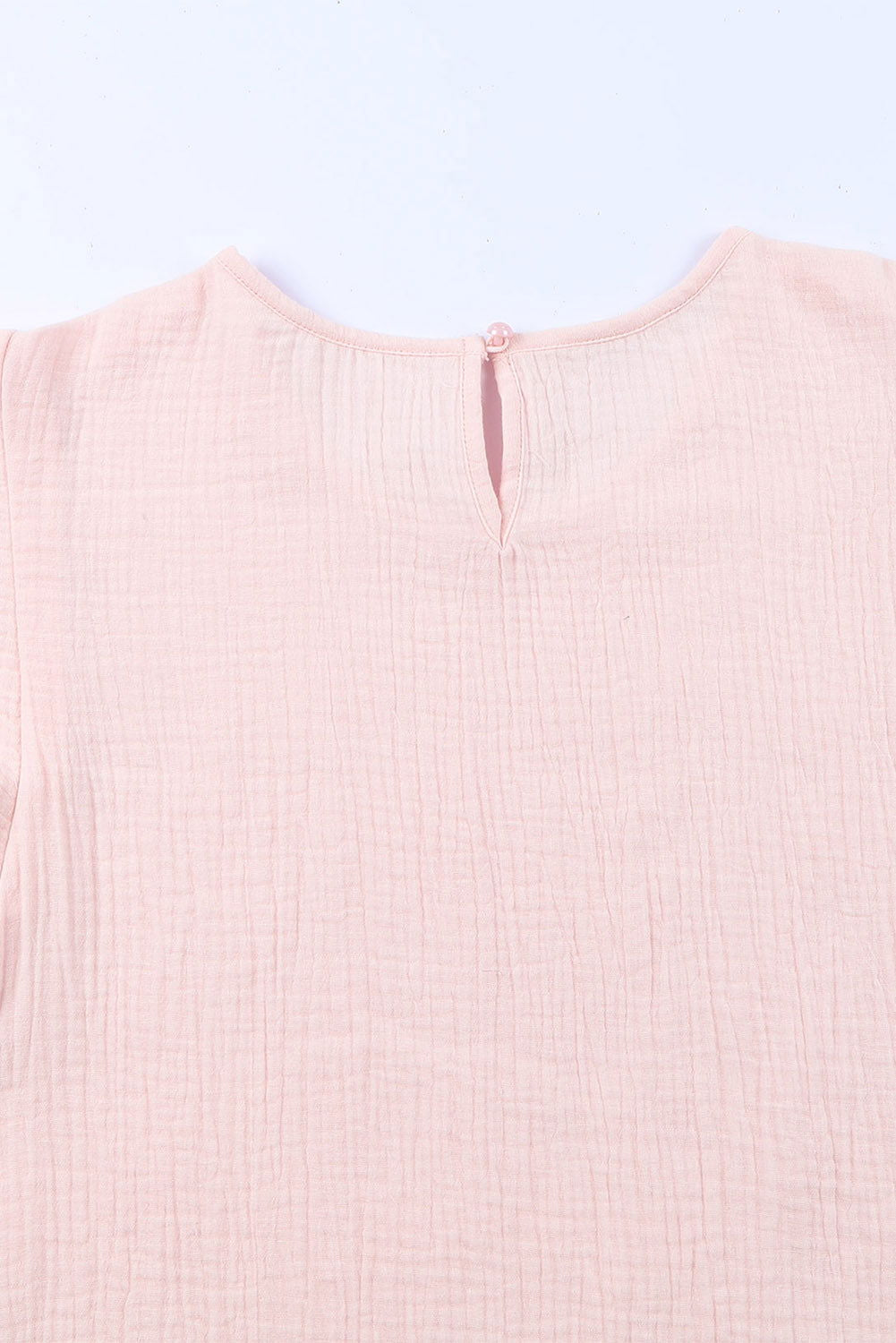 Pink Textured Tiered Ruffle Casual Short Sleeve Top - Vesteeto