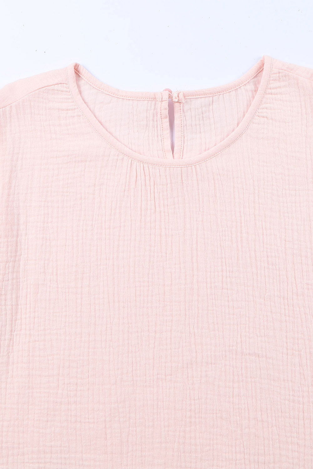 Pink Textured Tiered Ruffle Casual Short Sleeve Top - Vesteeto