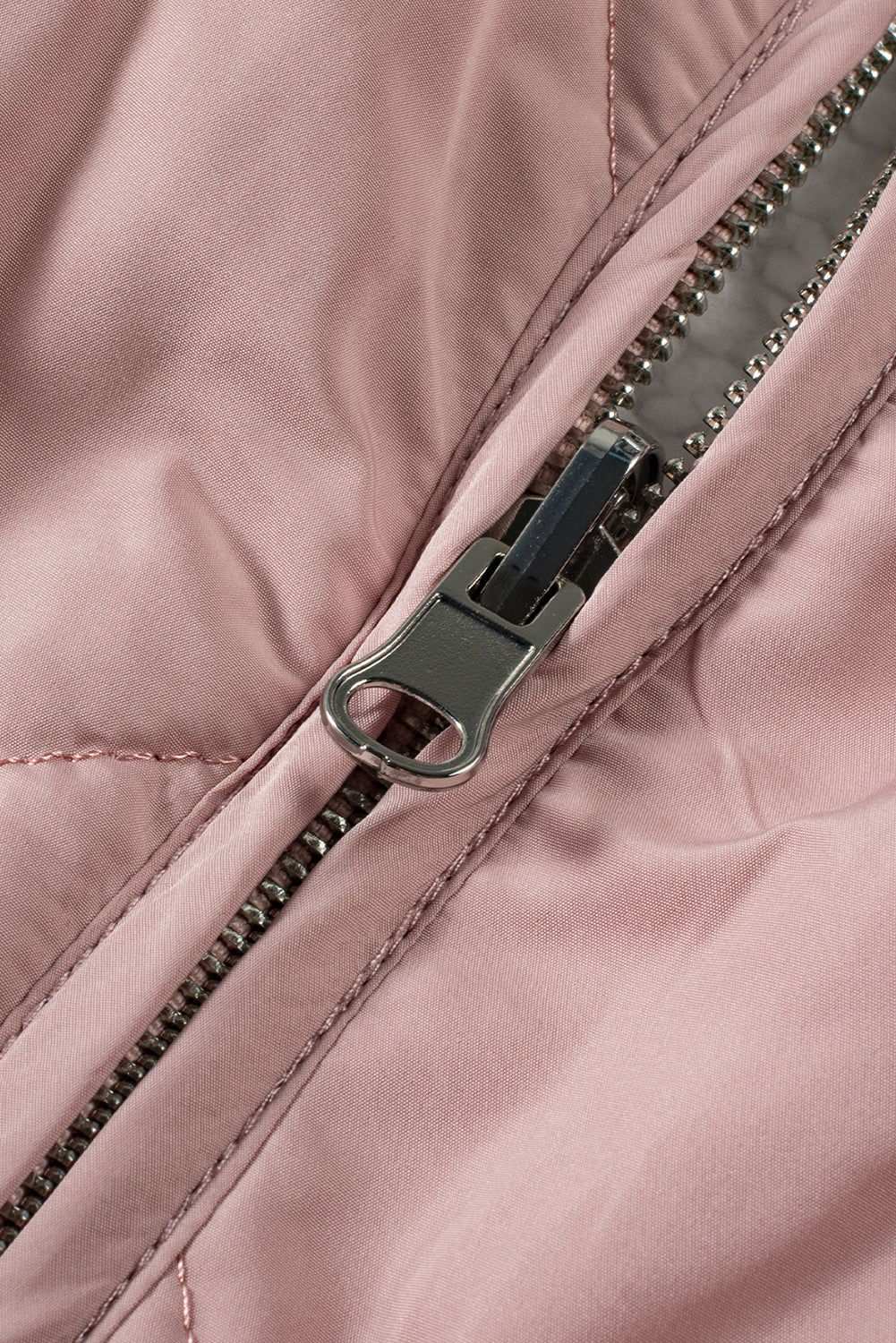 Pink Zip Up Fleece Lined Quilted Vest Coat - Vesteeto