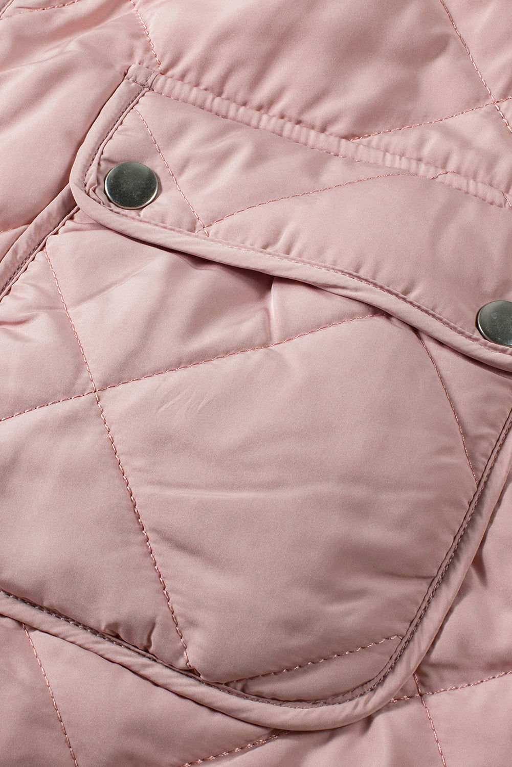 Pink Zip Up Fleece Lined Quilted Vest Coat - Vesteeto