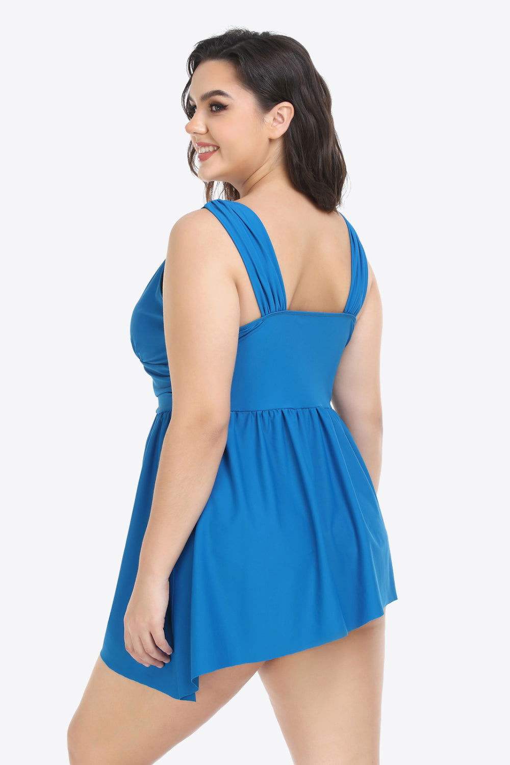 Plus Size Plunge Sleeveless Two-Piece Swimsuit - Vesteeto