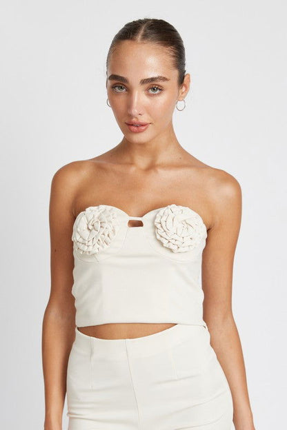 ROSETTE BUSTIER TOP - Vesteeto