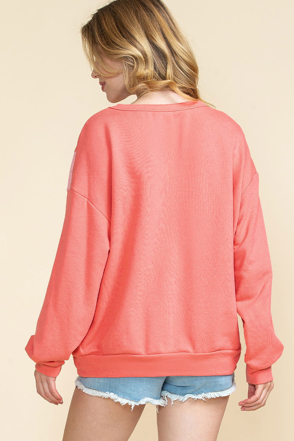 Red Colorblock Exposed Seam Patchwork Sweatshirt - Vesteeto