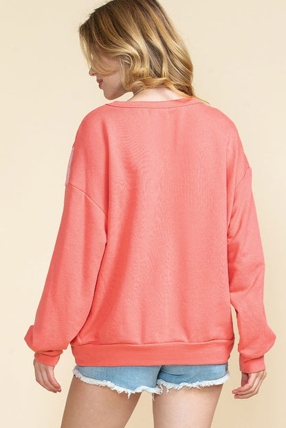 Red Colorblock Exposed Seam Patchwork Sweatshirt - Vesteeto