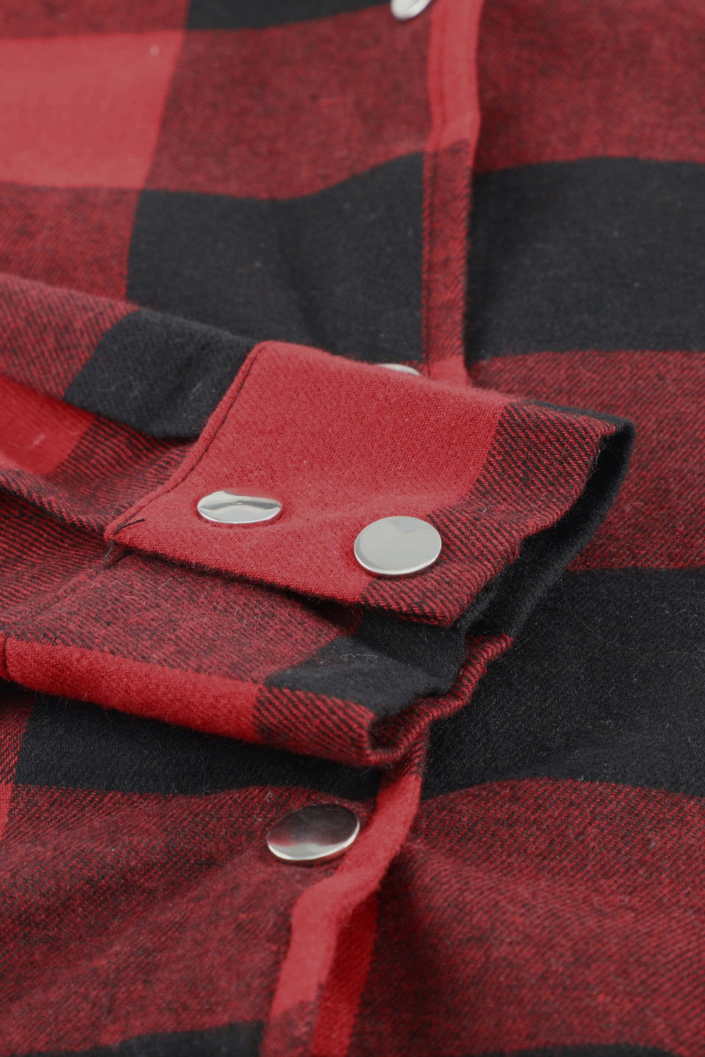 Red Plaid Collared Button Down Long Shirt Shacket - Vesteeto