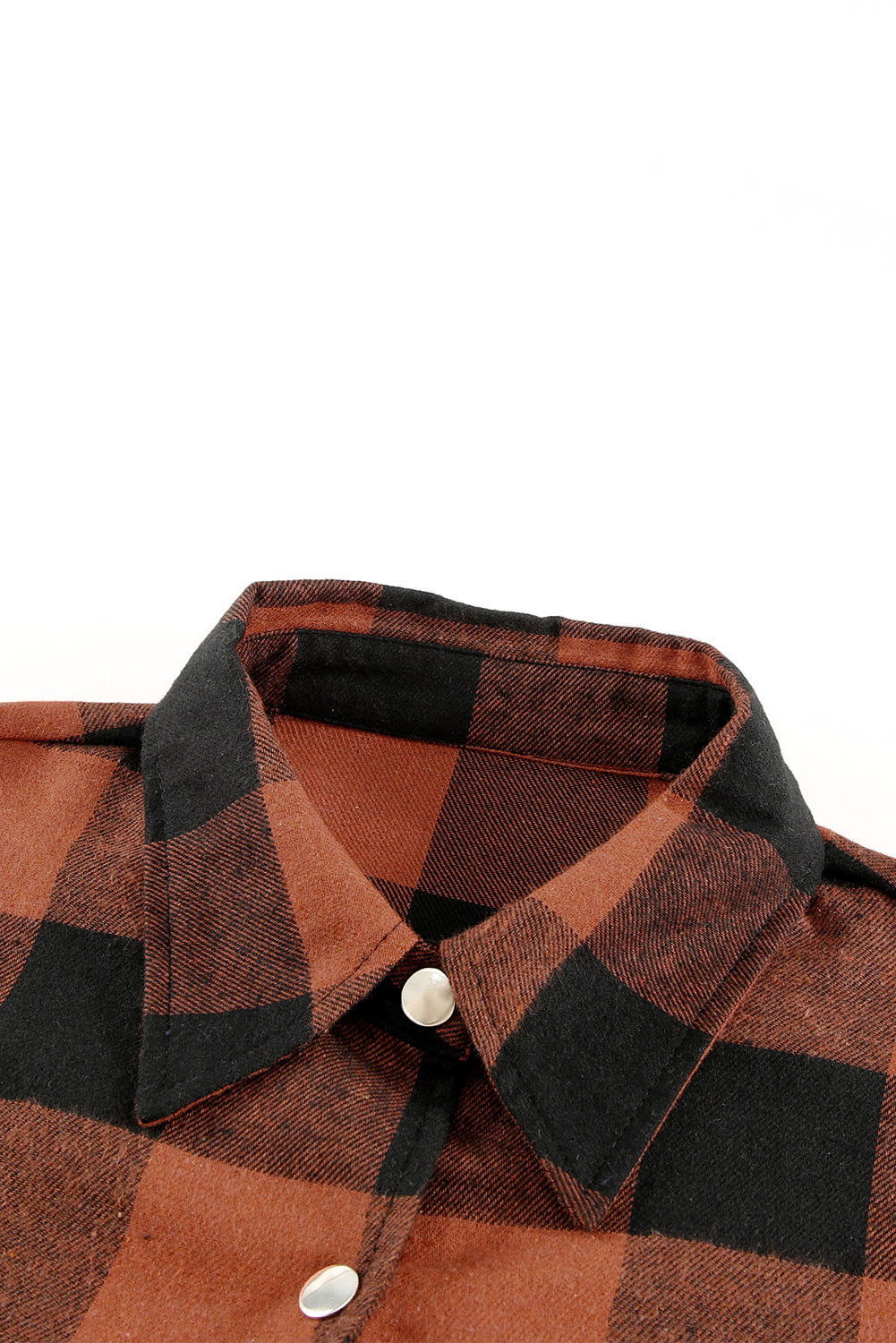 Red Plaid Collared Button Down Long Shirt Shacket - Vesteeto