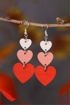 Red Valentines Day Heart Shaped Tiered Dangle Earring - Vesteeto