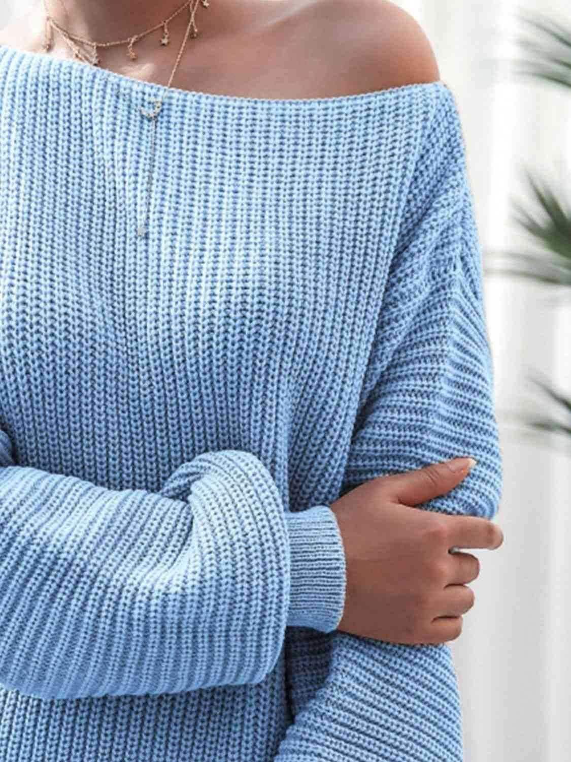 Rib-Knit Mini Sweater Dress - Vesteeto