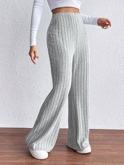 Ribbed Wide Leg Long Pants - Vesteeto