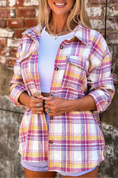 Rira Plaid Shacket with Pockets - Vesteeto