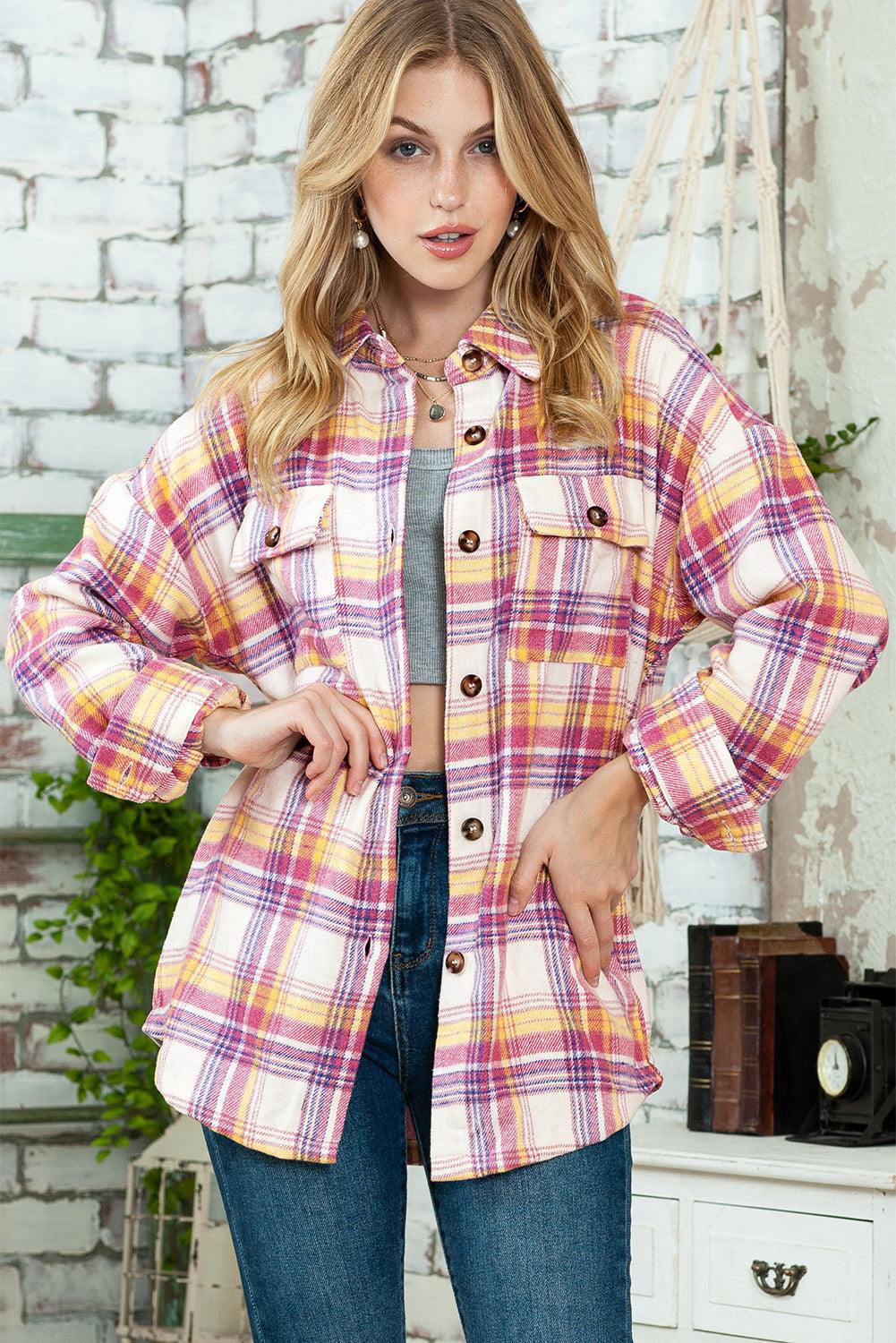 Rira Plaid Shacket with Pockets - Vesteeto