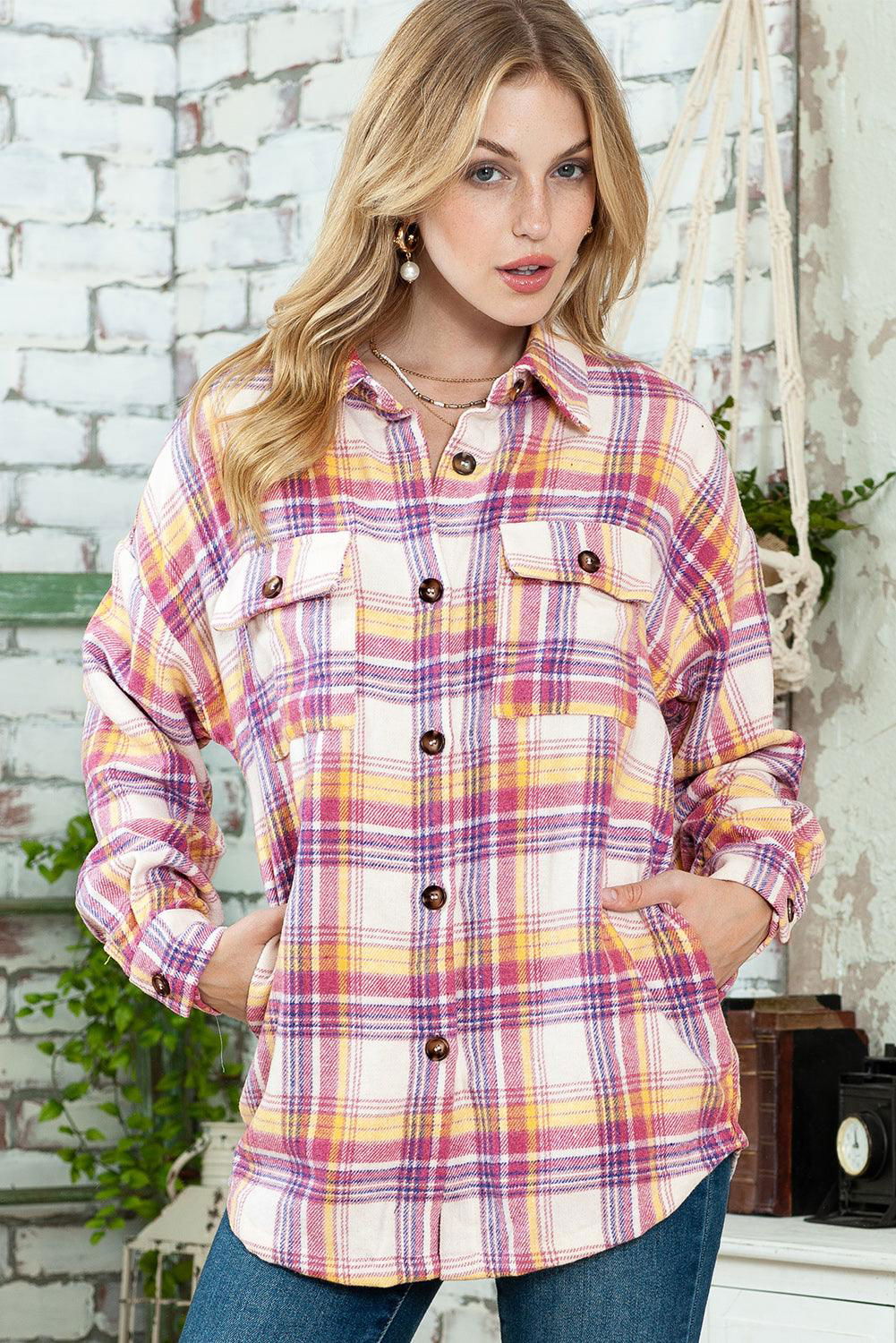 Rira Plaid Shacket with Pockets - Vesteeto