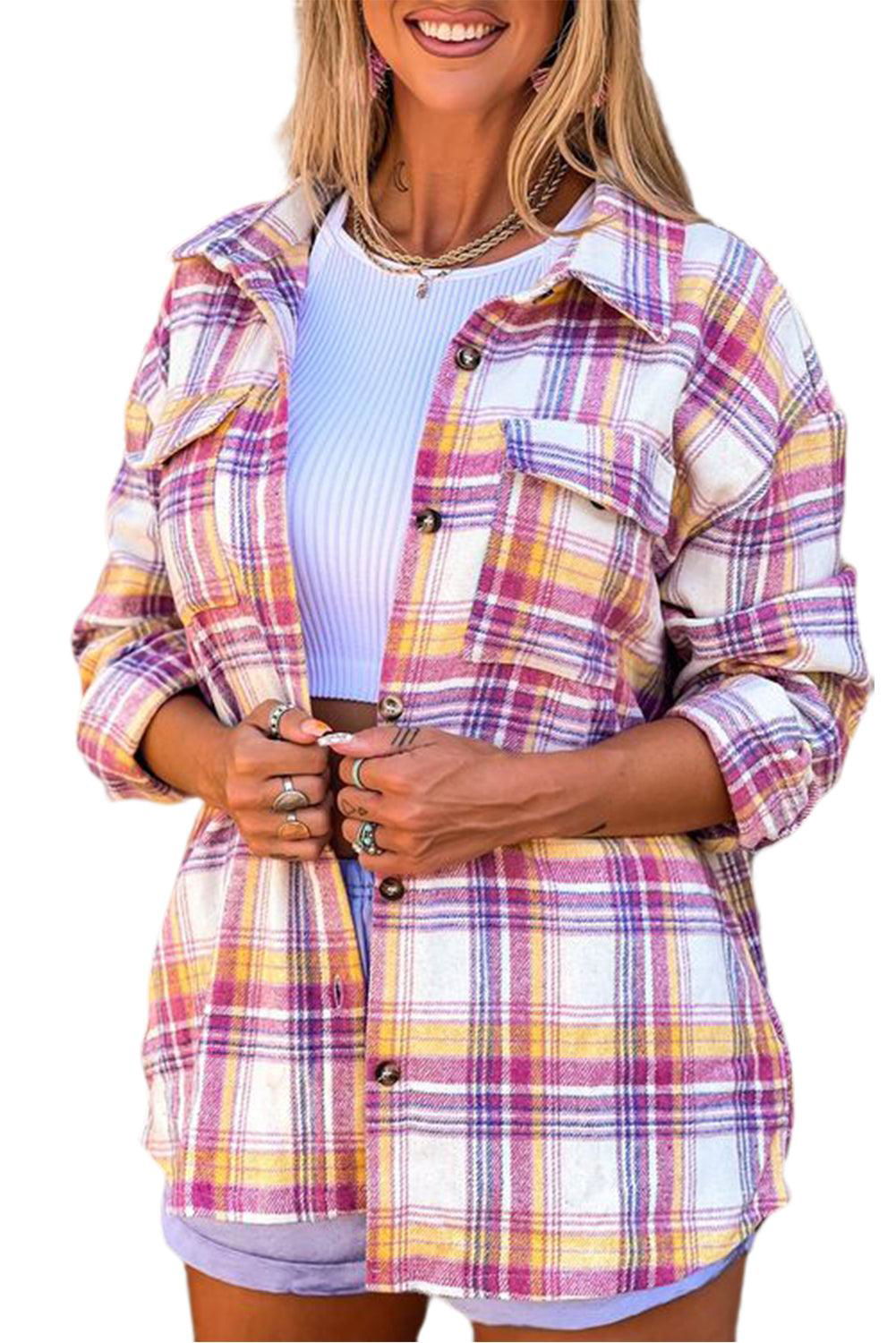 Rira Plaid Shacket with Pockets - Vesteeto