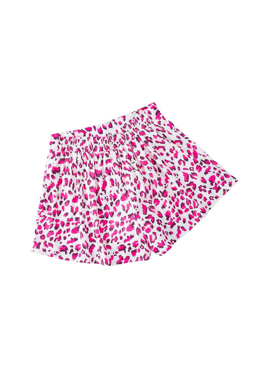 Rose Casual Leopard Print Flutter Flared Shorts - Vesteeto