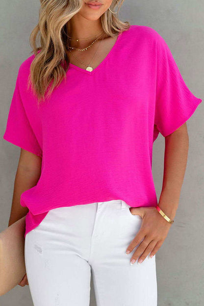 Rose V Neck Top - Vesteeto