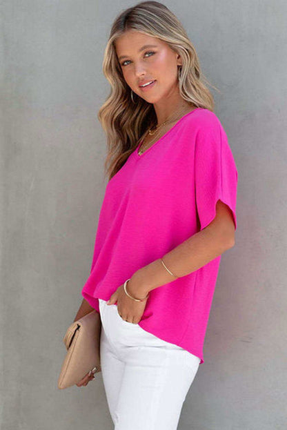 Rose V Neck Top - Vesteeto