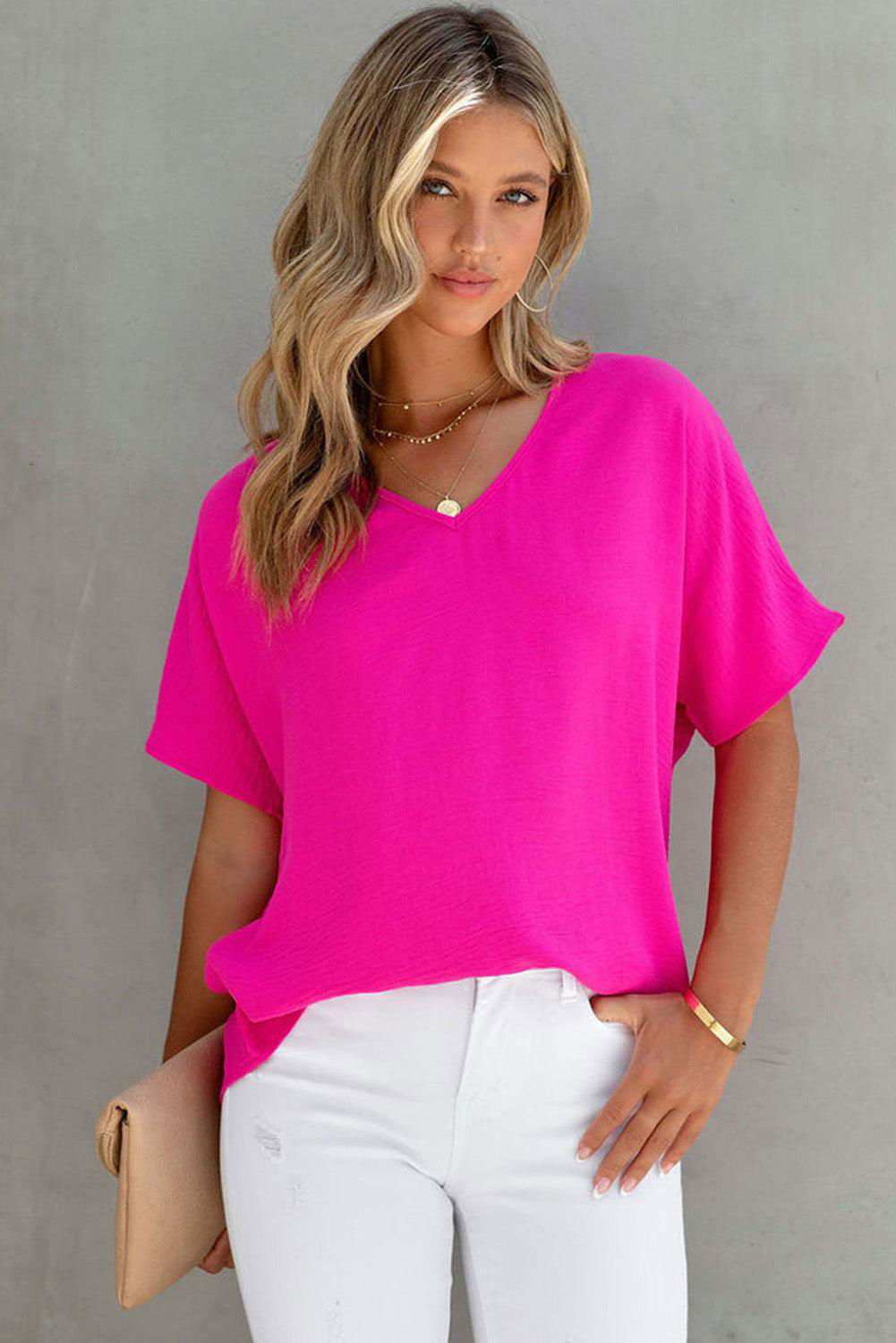 Rose V Neck Top - Vesteeto