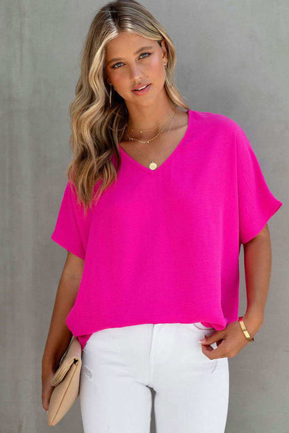 Rose V Neck Top - Vesteeto