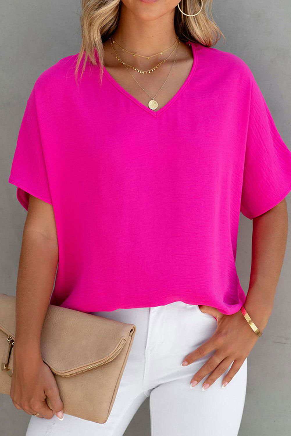 Rose V Neck Top - Vesteeto