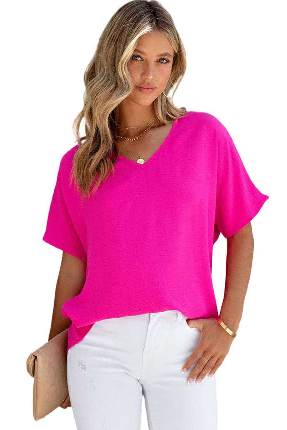 Rose V Neck Top - Vesteeto