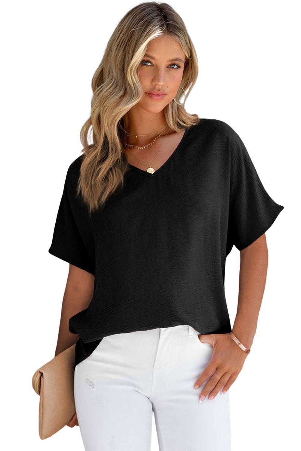 Rose V Neck Top - Vesteeto