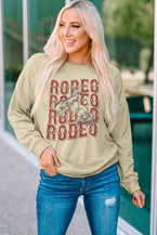 Round Neck Dropped Shoulder RODEO Graphic Sweatshirt - Vesteeto