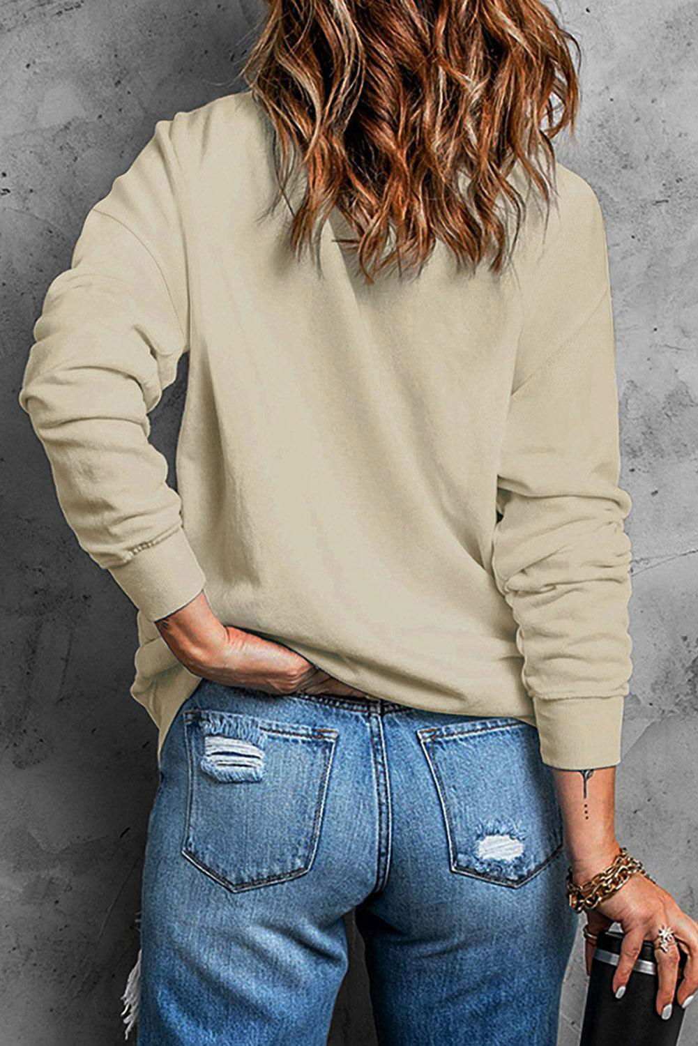 Round Neck Dropped Shoulder RODEO Graphic Sweatshirt - Vesteeto