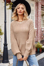 Round Neck Dropped Shoulder Sweater - Vesteeto