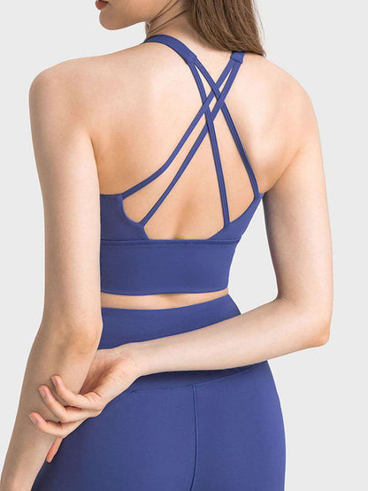 Scoop Neck Crisscross Straps Sports Bra - Vesteeto