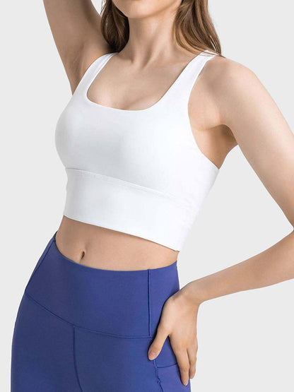 Scoop Neck Crisscross Straps Sports Bra - Vesteeto