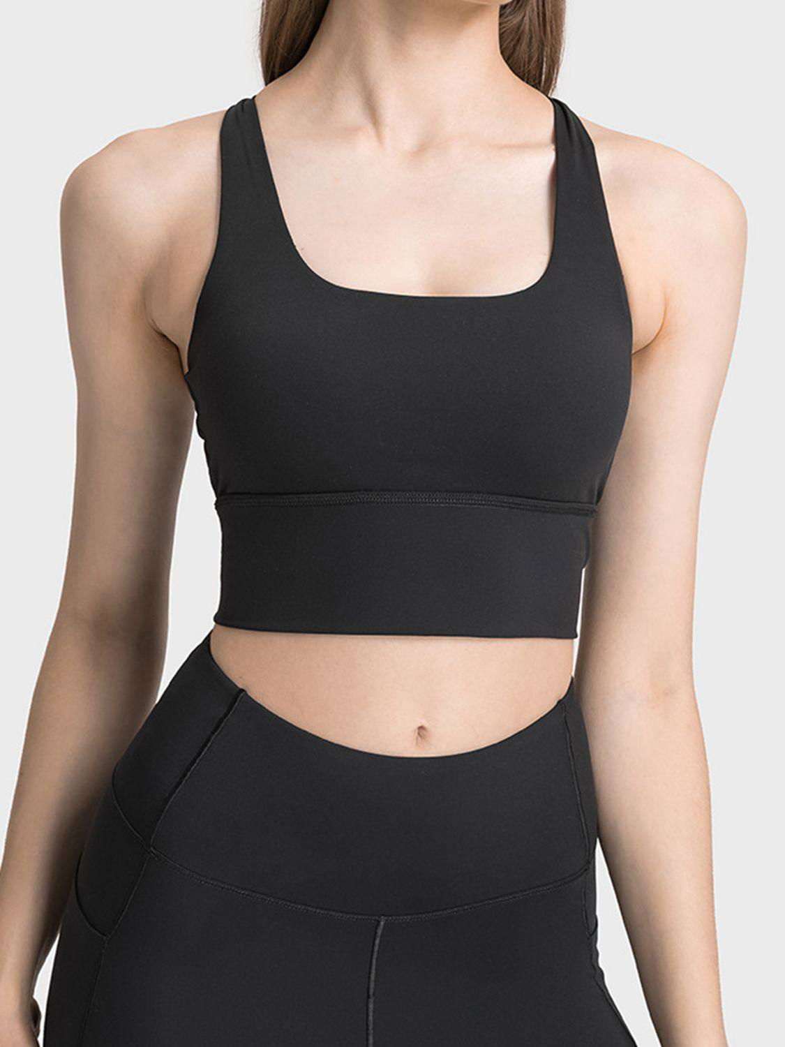 Scoop Neck Crisscross Straps Sports Bra - Vesteeto