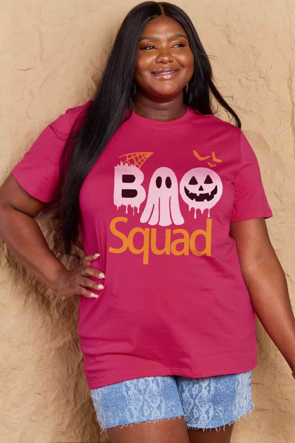 Simply Love Full Size BOO SQUAD Graphic Cotton T-Shirt - Vesteeto