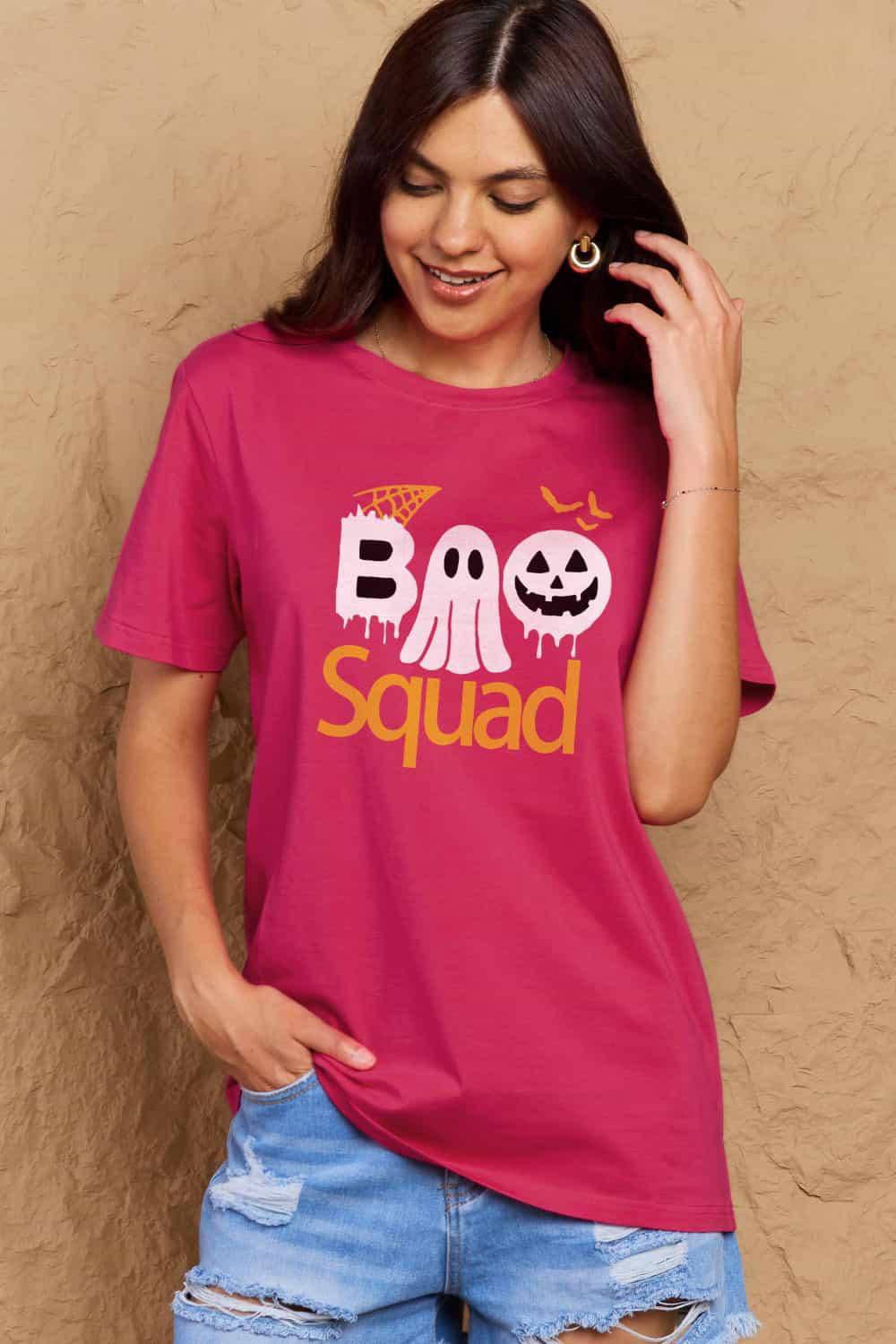 Simply Love Full Size BOO SQUAD Graphic Cotton T-Shirt - Vesteeto