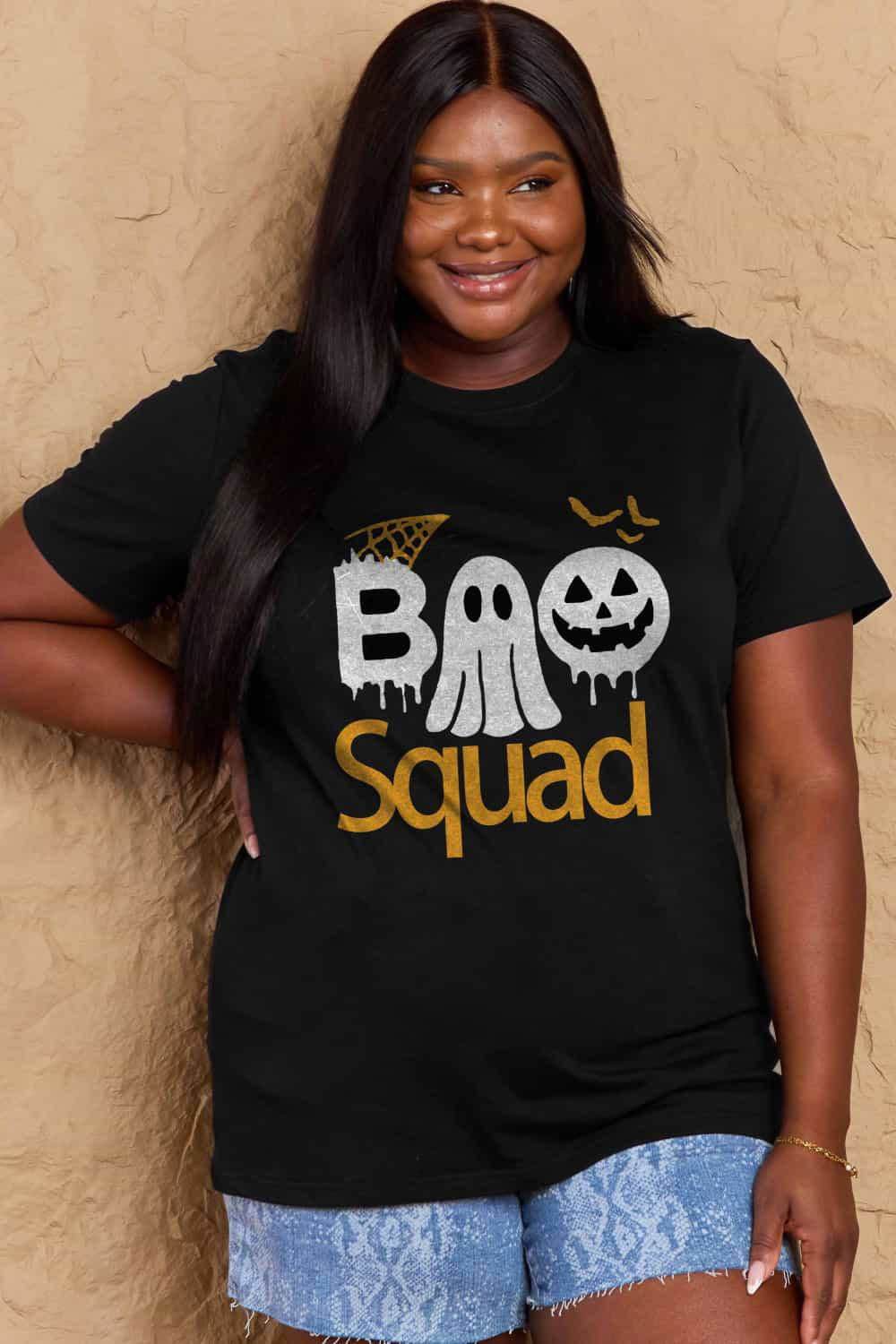 Simply Love Full Size BOO SQUAD Graphic Cotton T-Shirt - Vesteeto