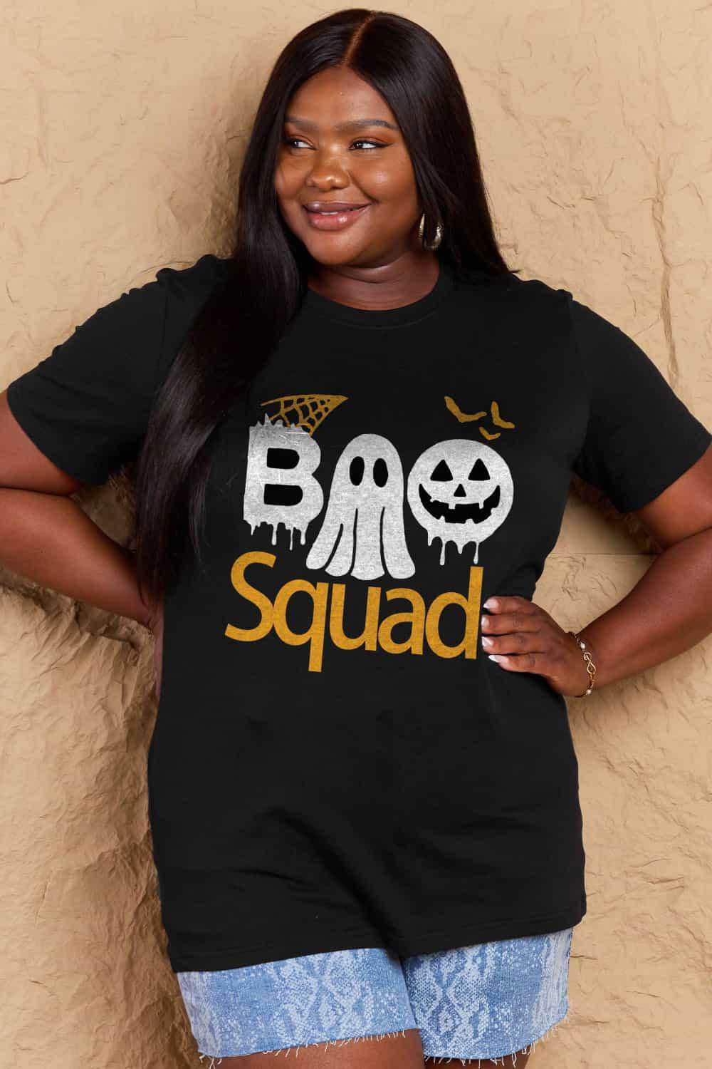 Simply Love Full Size BOO SQUAD Graphic Cotton T-Shirt - Vesteeto