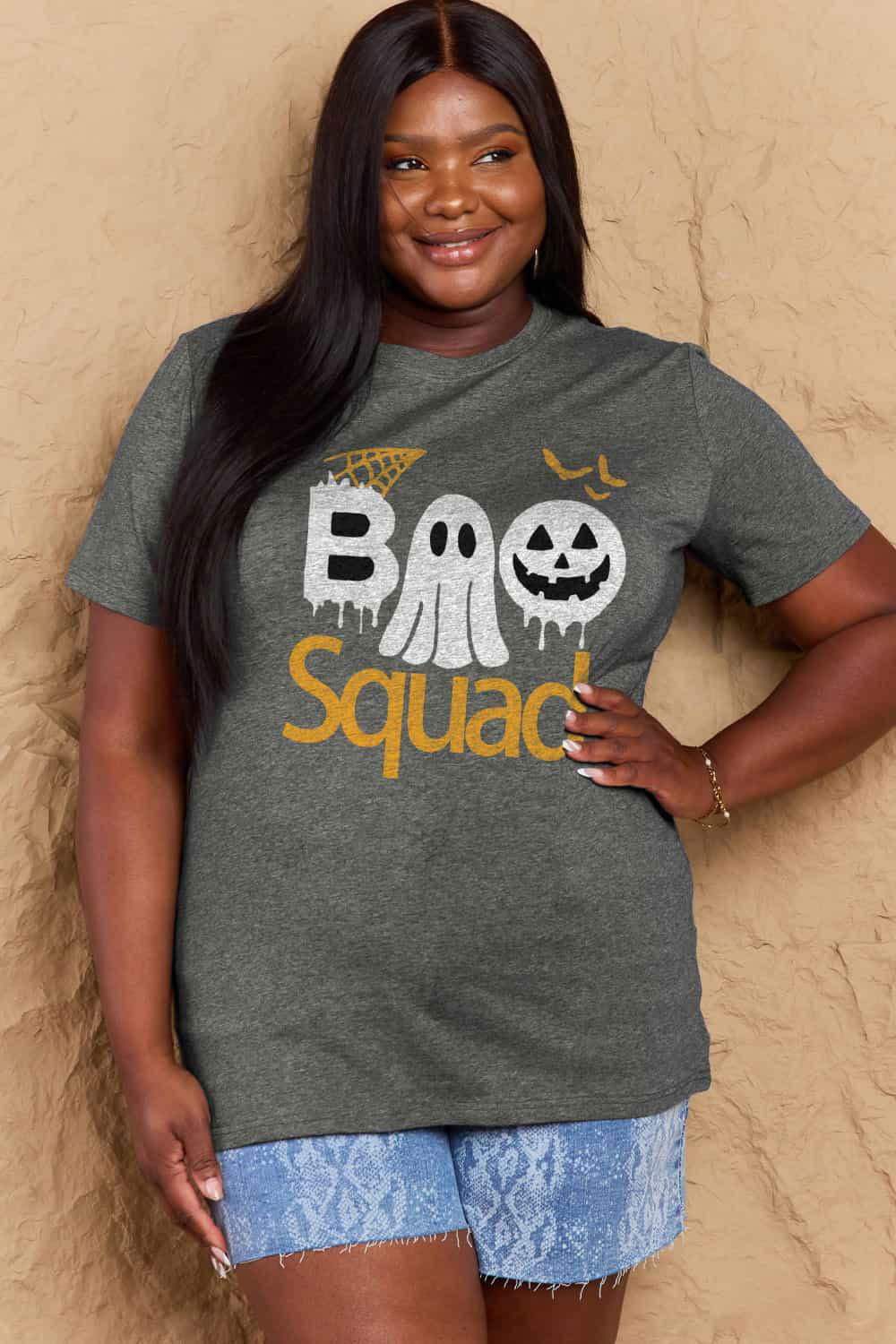 Simply Love Full Size BOO SQUAD Graphic Cotton T-Shirt - Vesteeto