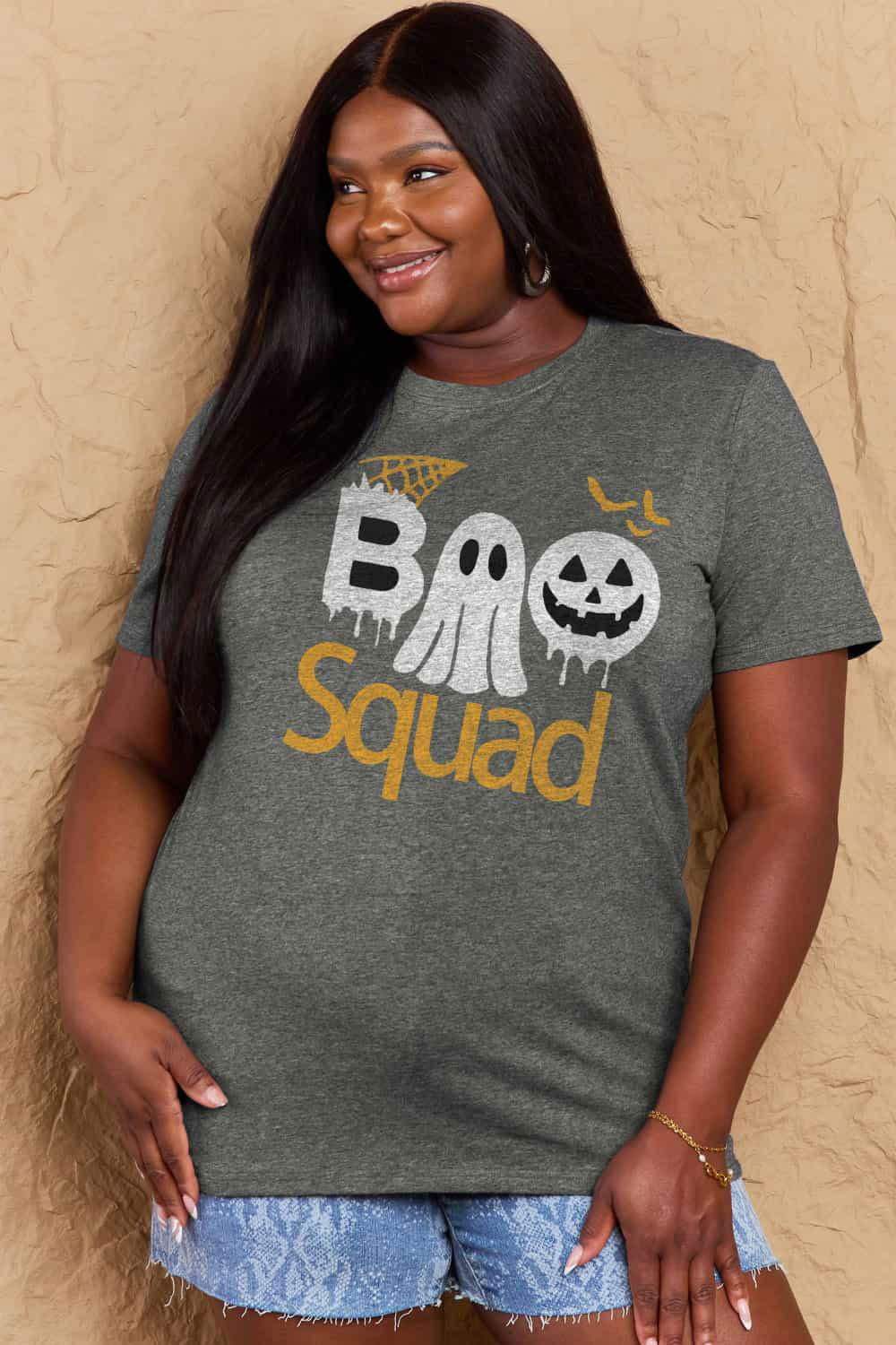 Simply Love Full Size BOO SQUAD Graphic Cotton T-Shirt - Vesteeto