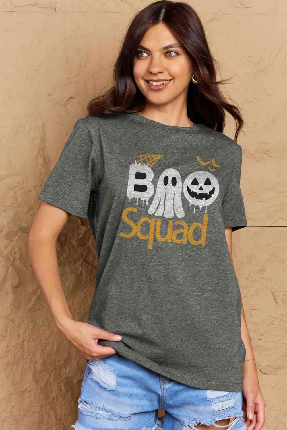 Simply Love Full Size BOO SQUAD Graphic Cotton T-Shirt - Vesteeto